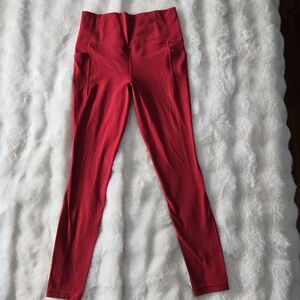 Athleta Salutation Stash Tight Leggings SP Petite Red Powervita Yoga Athleisure